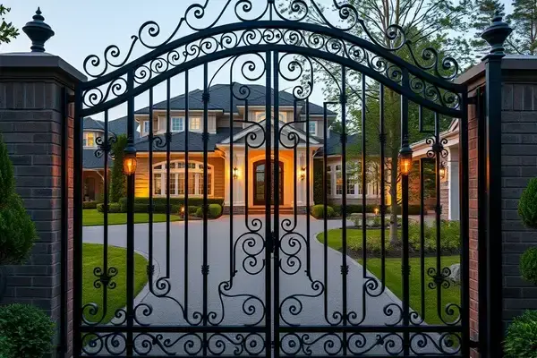 Custom ornamental iron gate at Burlington estate