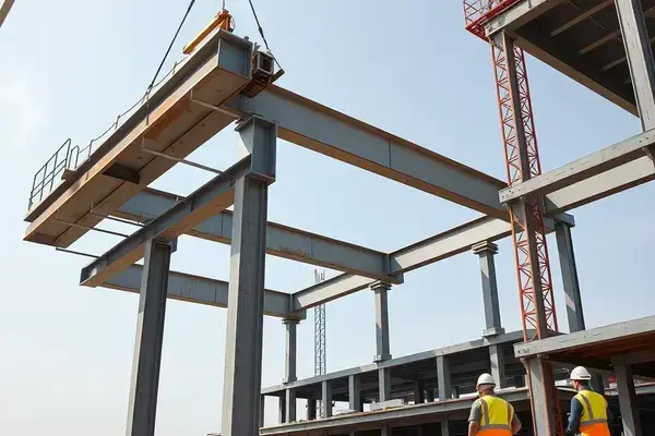 Structural steel beam installation